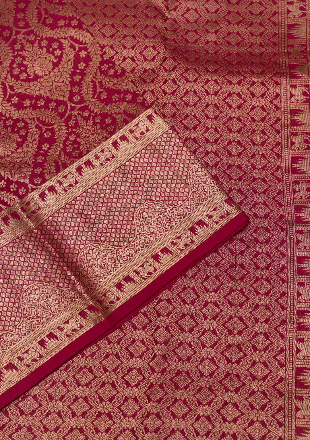 Maroon Pure Silk Jaal Zariwork Saree With Matching Blouse Piece