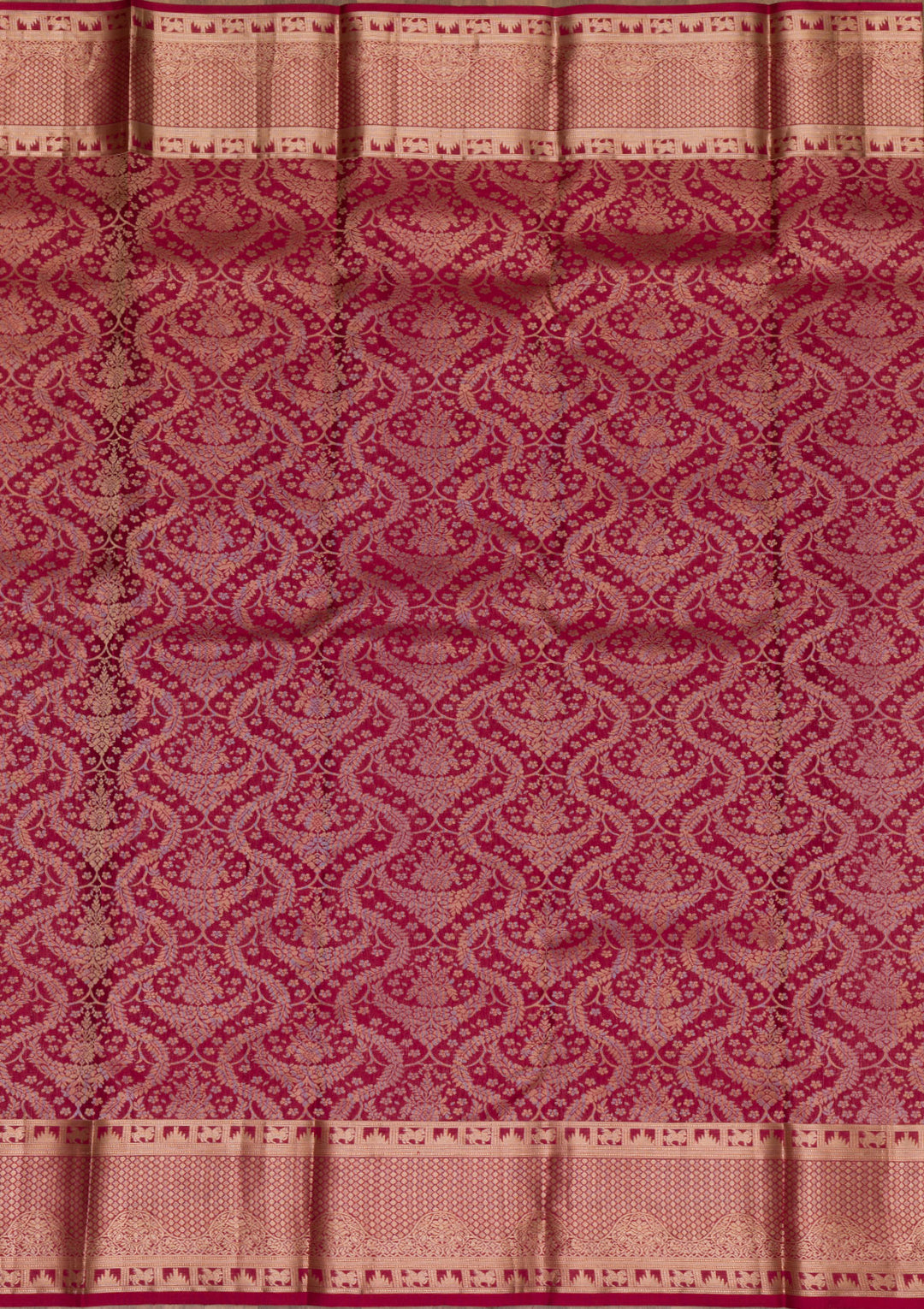 Maroon Pure Silk Jaal Zariwork Saree With Matching Blouse Piece