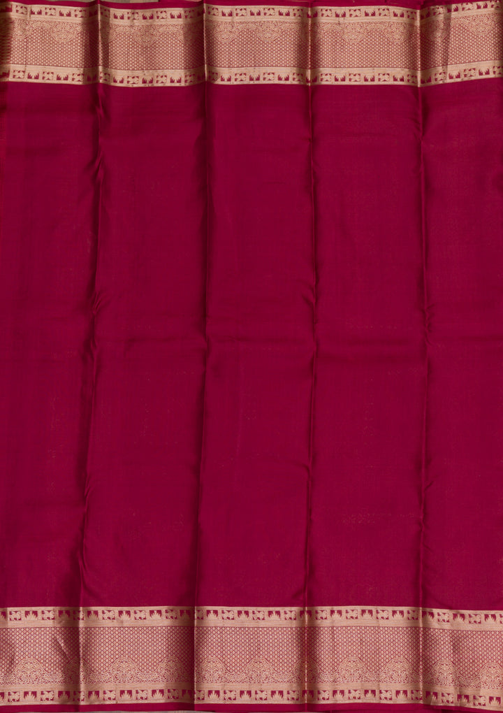 Maroon Pure Silk Jaal Zariwork Saree With Matching Blouse Piece