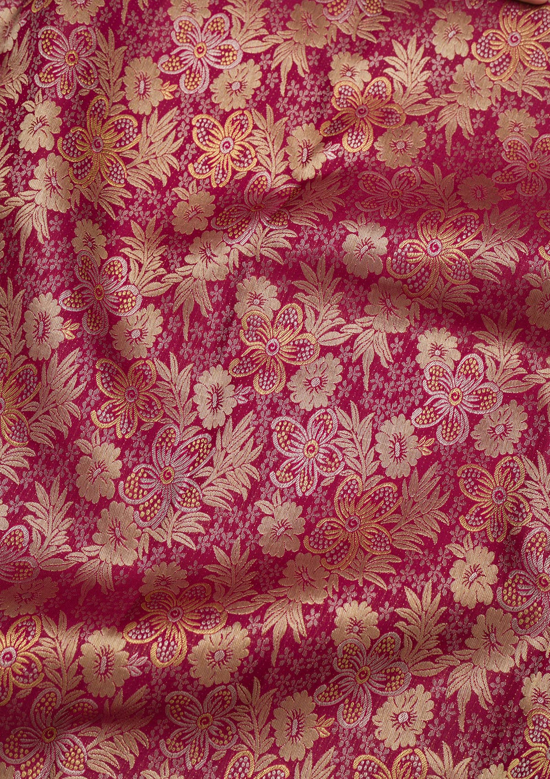 Red Silk Jaal Saree With Matching Blouse Piece