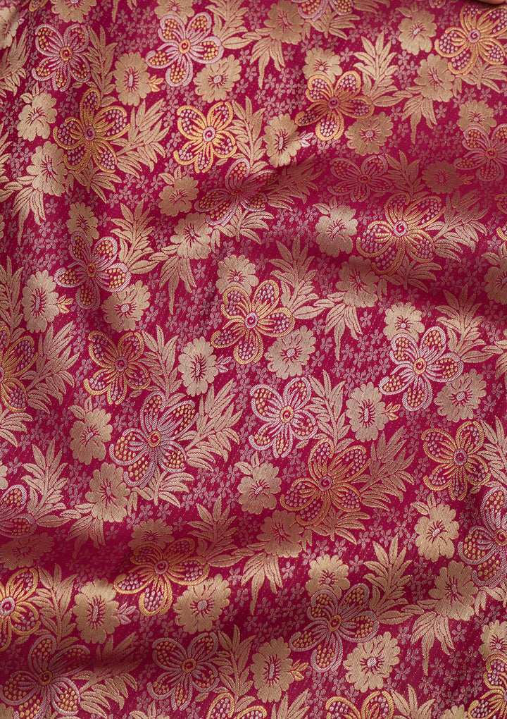 Red Silk Jaal Saree With Matching Blouse Piece