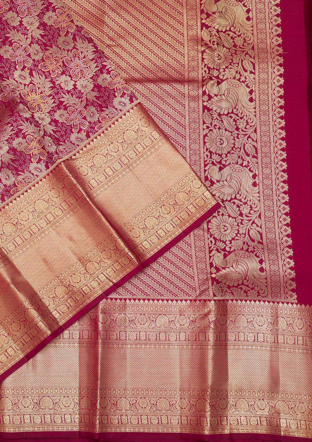 Red Silk Jaal Saree With Matching Blouse Piece