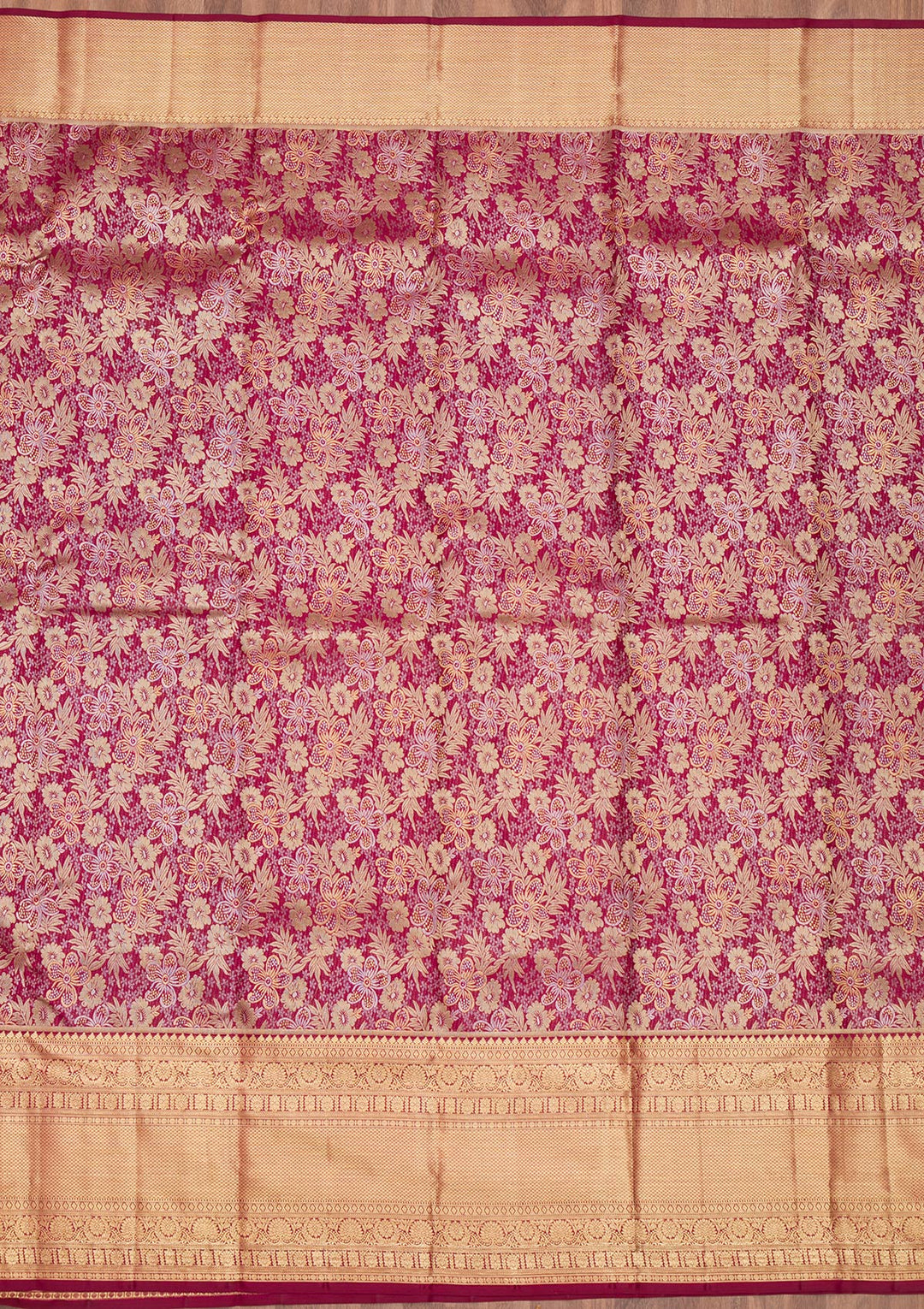 Red Silk Jaal Saree With Matching Blouse Piece