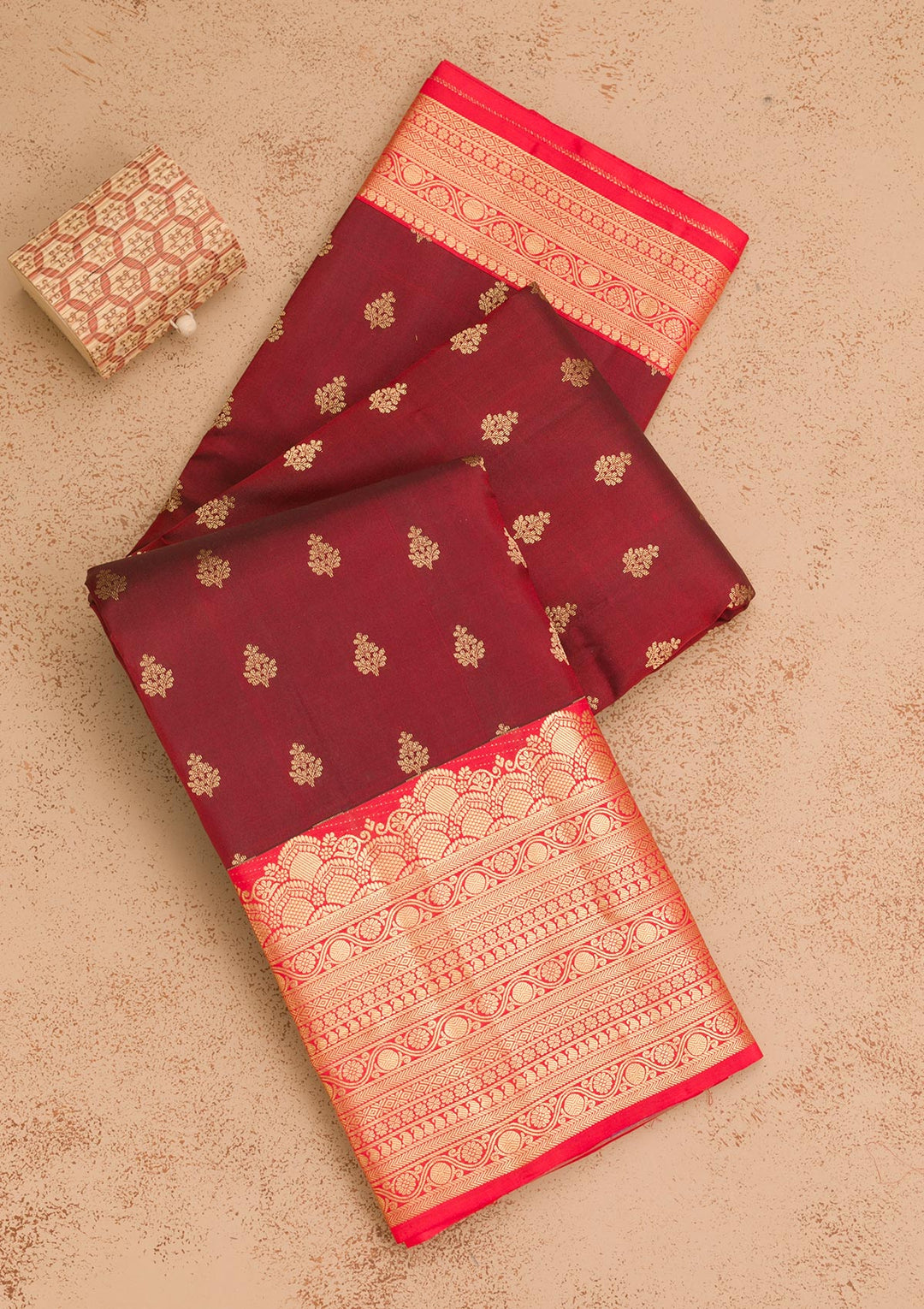 Maroon Zariwork Pure Silk Saree