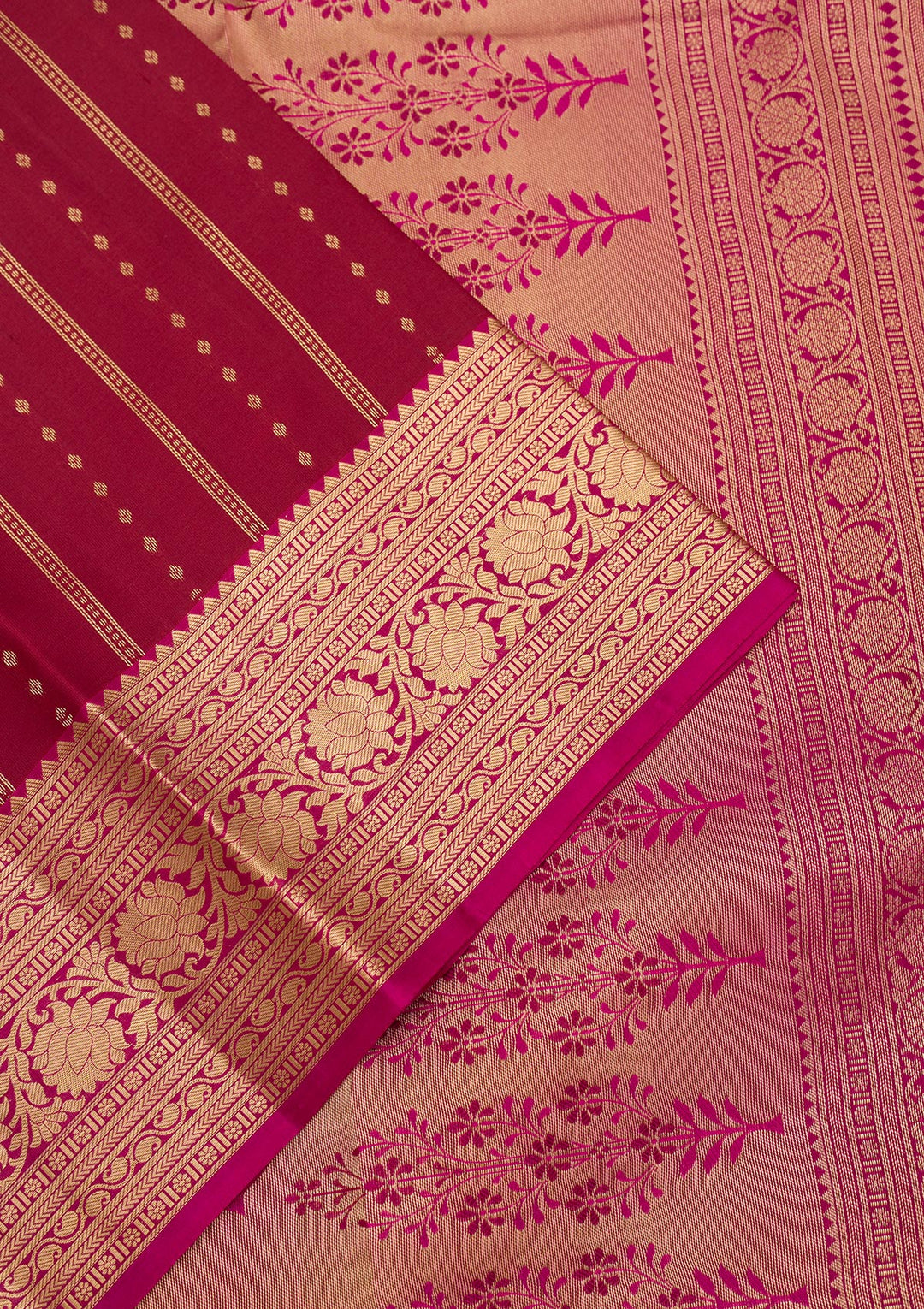 Brown Silk Stripes Gold Zariwork Saree With Matching Blouse Piece