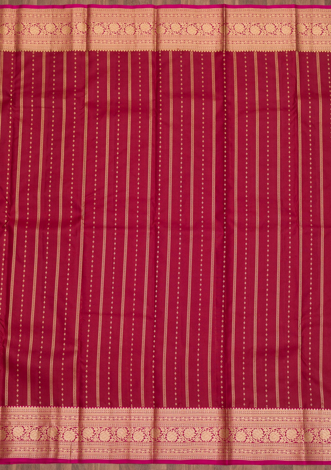 Brown Silk Stripes Gold Zariwork Saree With Matching Blouse Piece