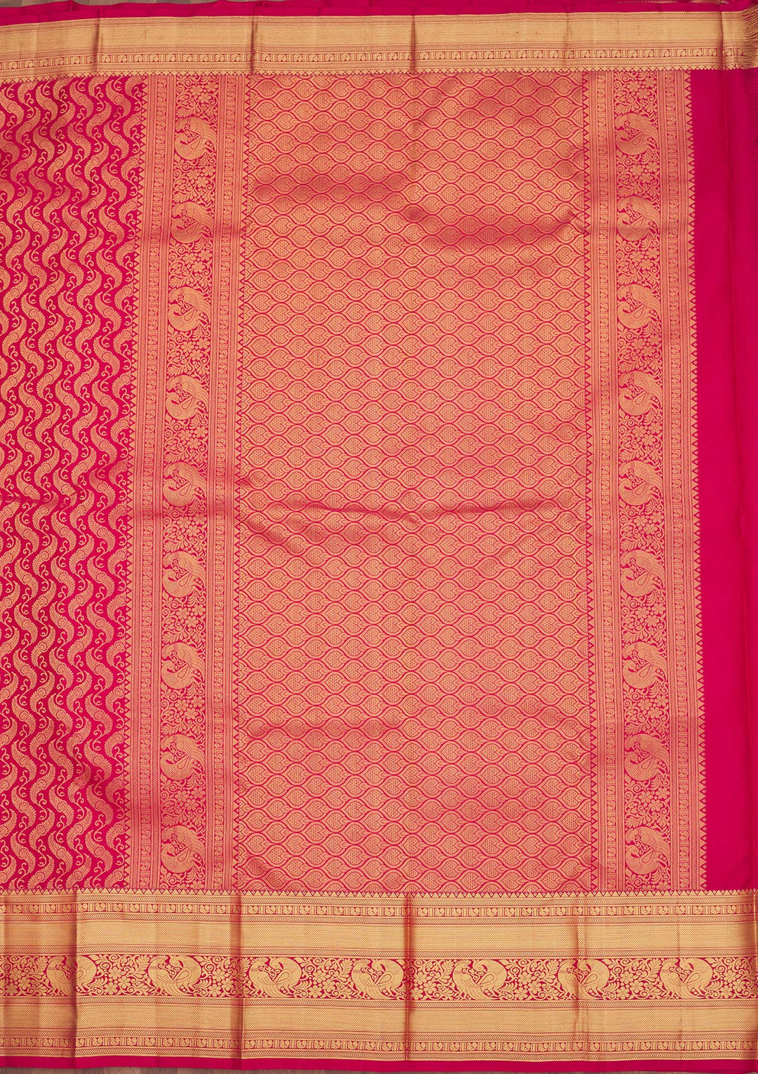 Maroon Silk Jaal Gold Zariwork Saree With Matching Blouse Piece