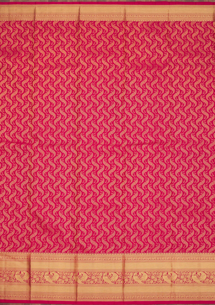 Maroon Silk Jaal Gold Zariwork Saree With Matching Blouse Piece