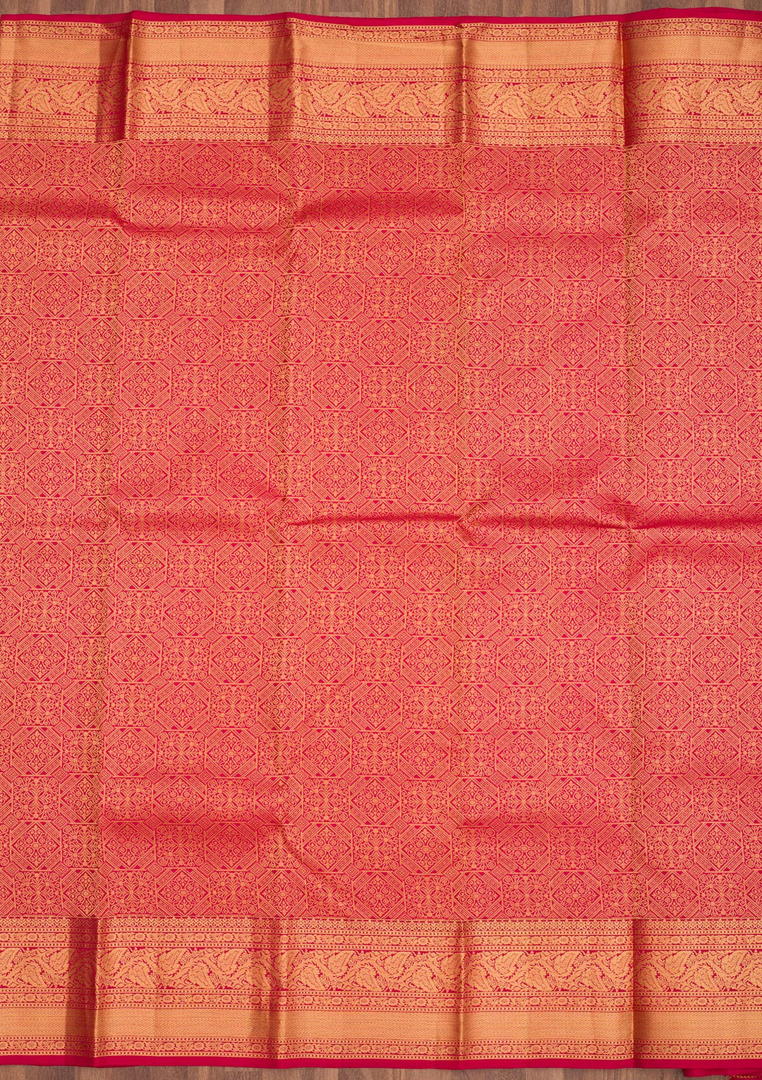 Maroon Silk Jaal Gold Zariwork Saree With Matching Blouse Piece