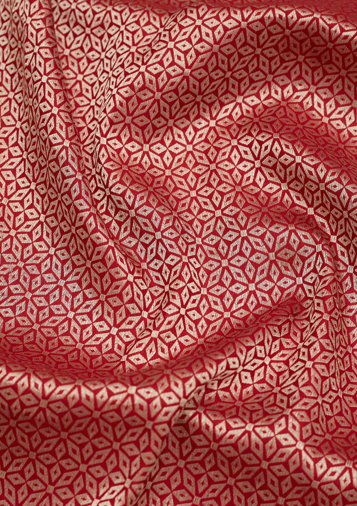 Maroon Silk Jaal Zariwork Saree With Matching Blouse Piece