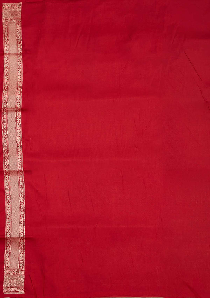 Maroon Silk Jaal Zariwork Saree With Matching Blouse Piece