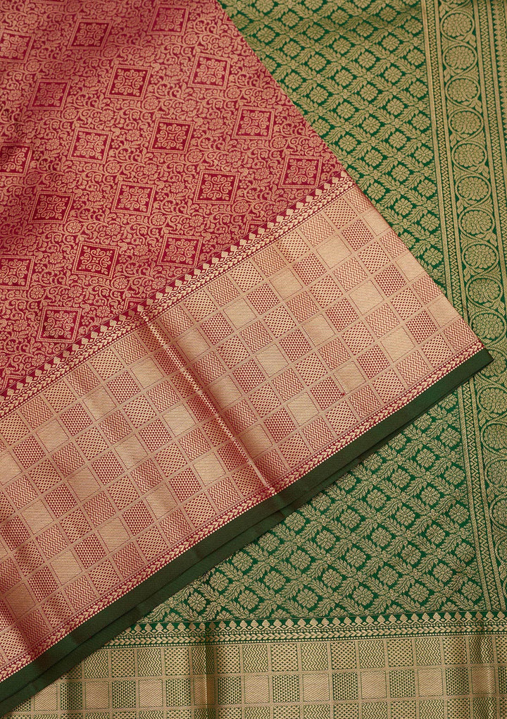 Maroon Silk Jaal Gold Zariwork Saree With Matching Blouse Piece