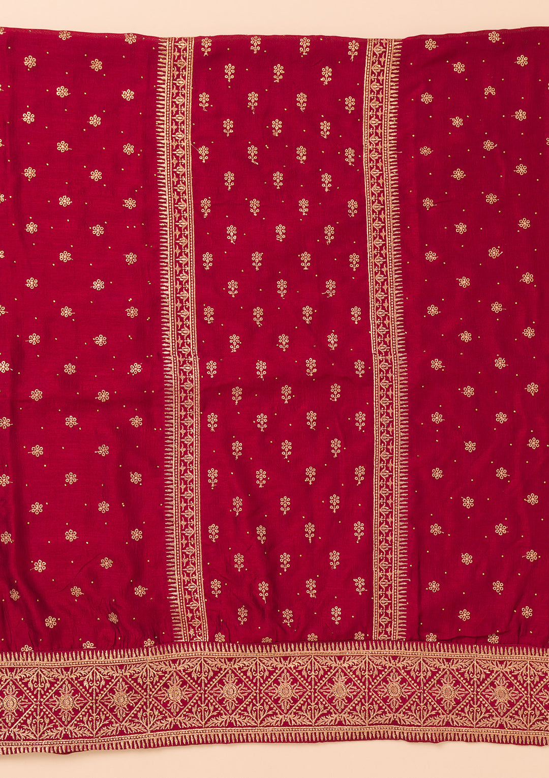 Maroon Zariwork Raw Silk Unstitched Salwar Suit