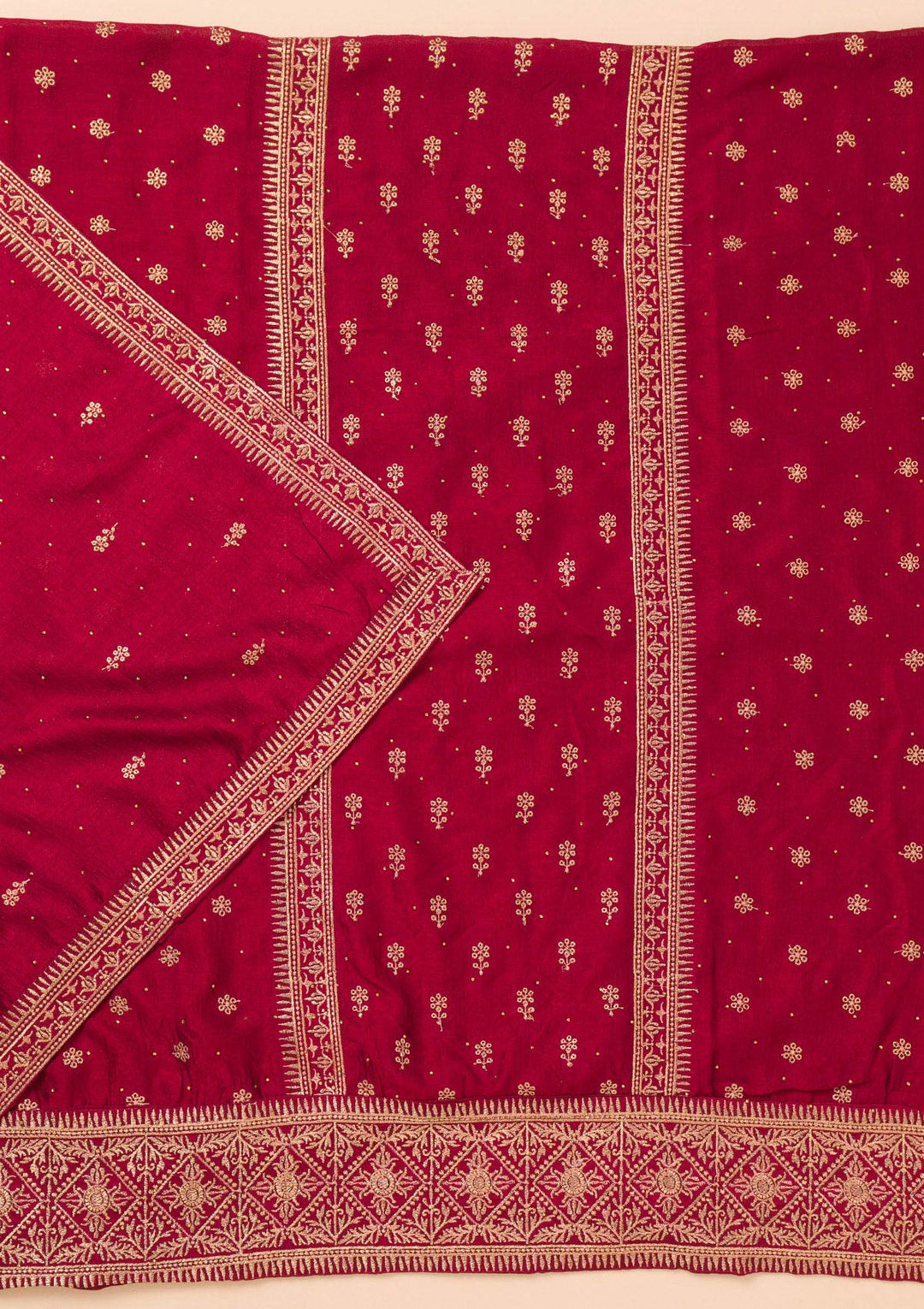 Maroon Zariwork Raw Silk Unstitched Salwar Suit