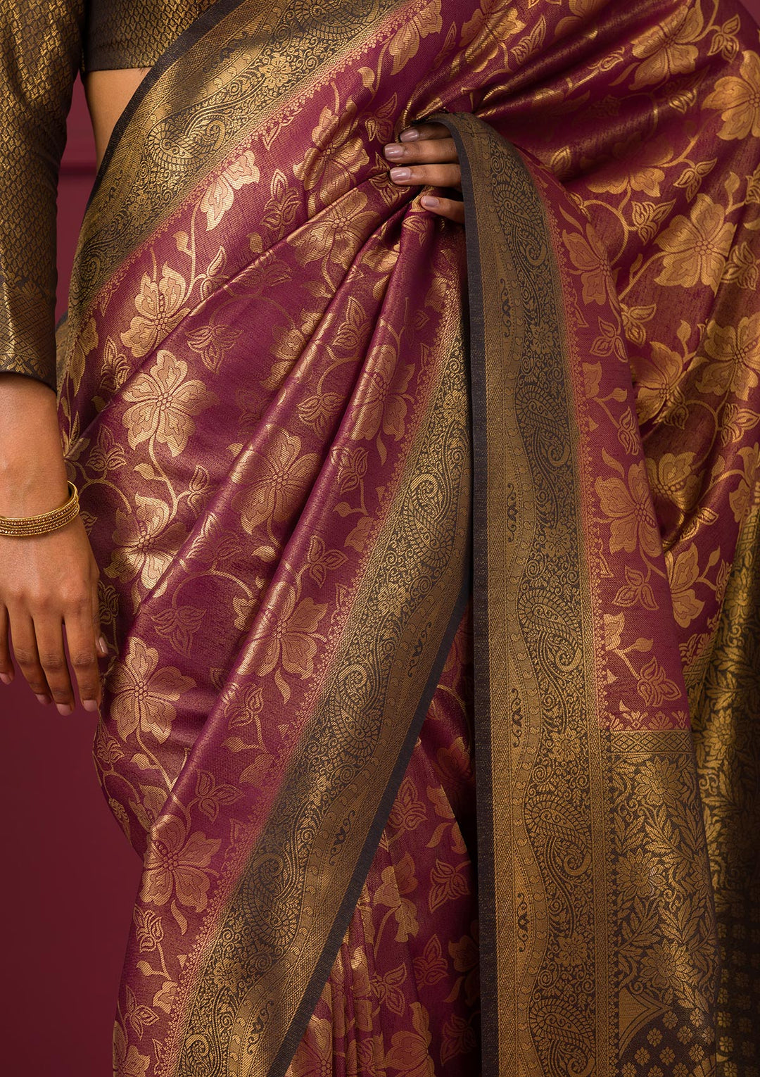 Maroon Zariwork Soft Silk Saree