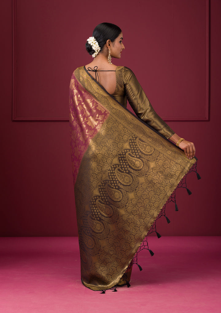 Maroon Zariwork Soft Silk Saree