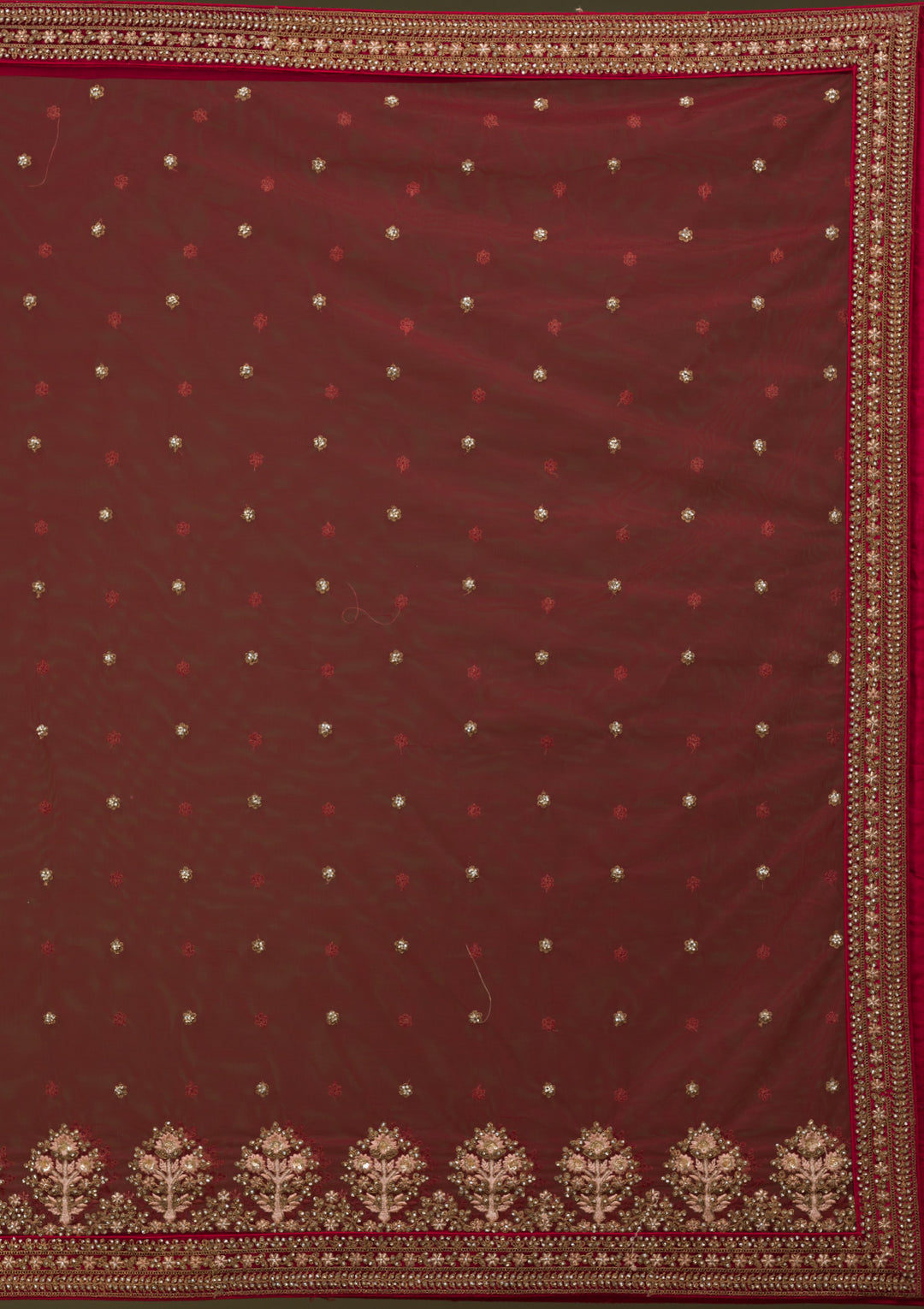 Maroon Zariwork Velvet Readymade Lehenga