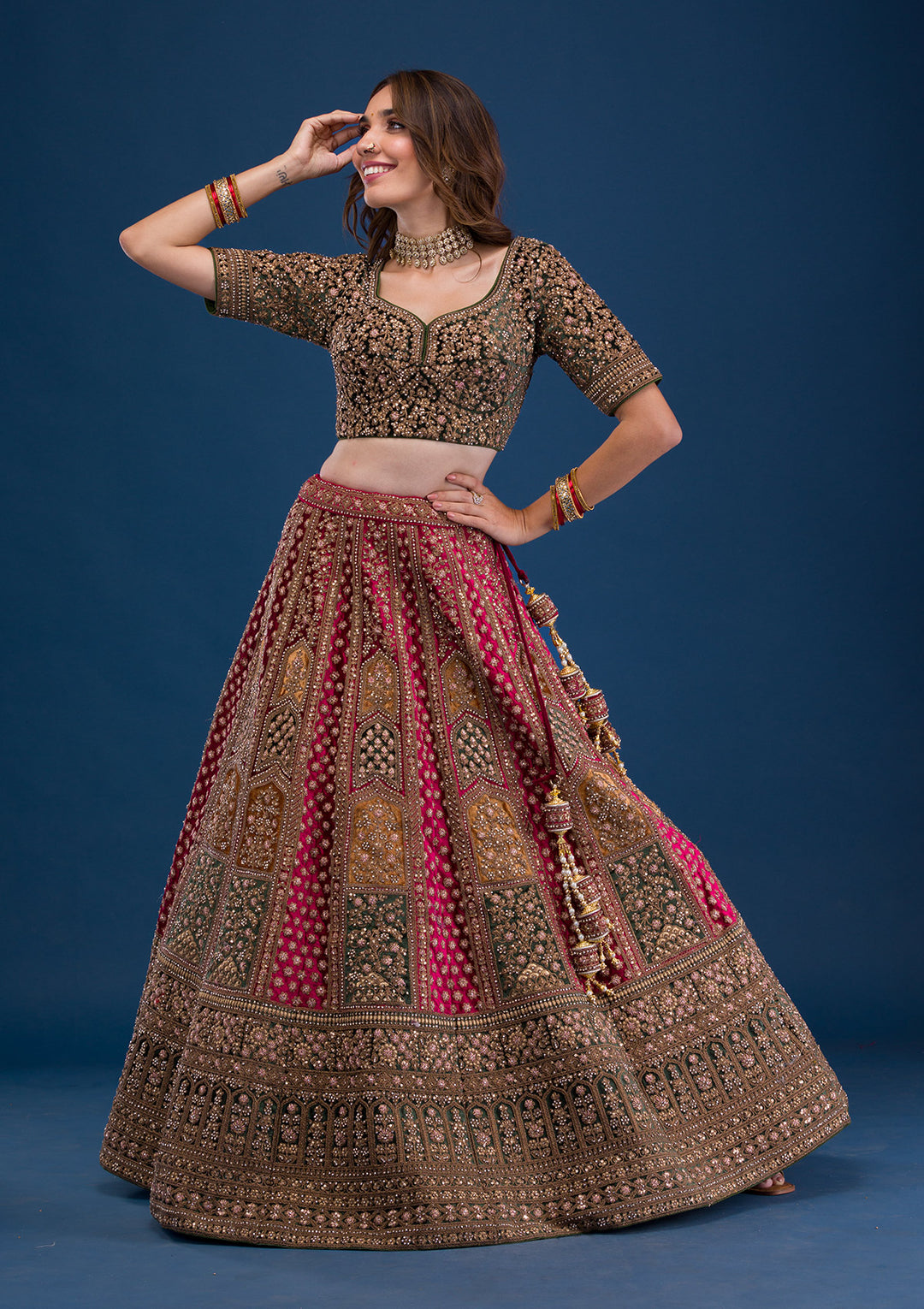 Maroon Zariwork Velvet Readymade Lehenga