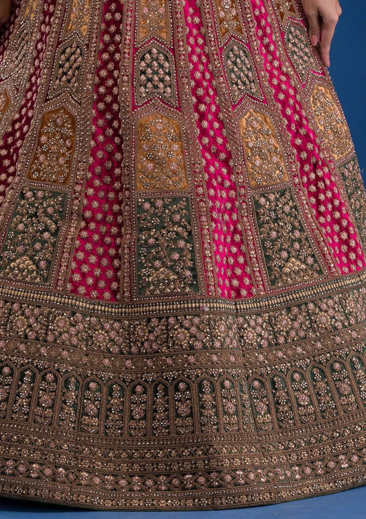 Maroon Zariwork Velvet Readymade Lehenga