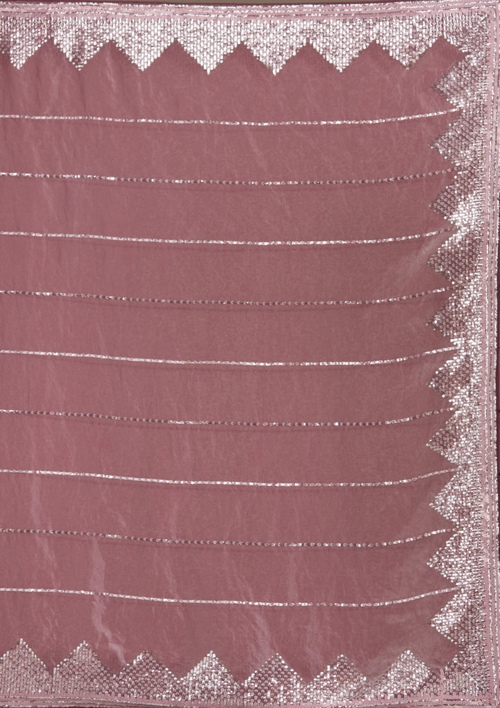 Mauve Sequins Tissue Saree