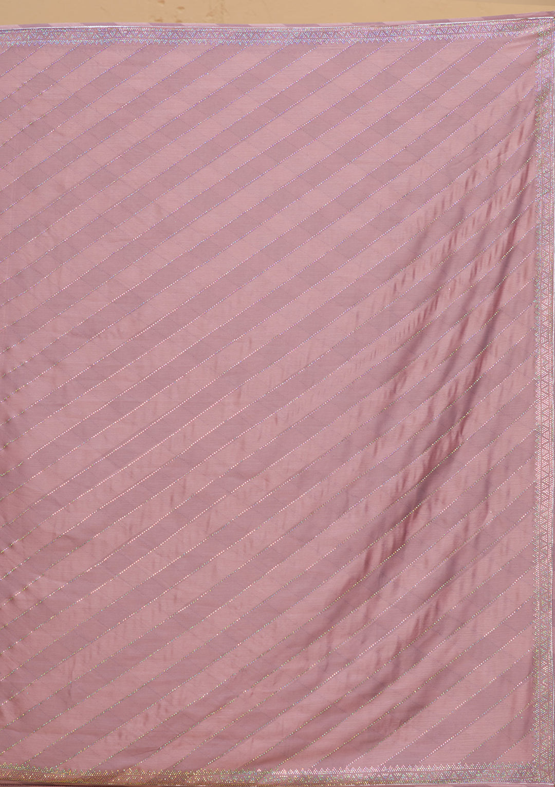 Lavender Satin Swarovski Saree With Matching Blouse Piece