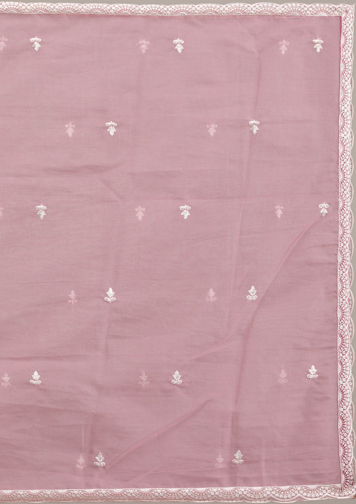 Mauve Threadwork Cotton Readymade Salwar Suit
