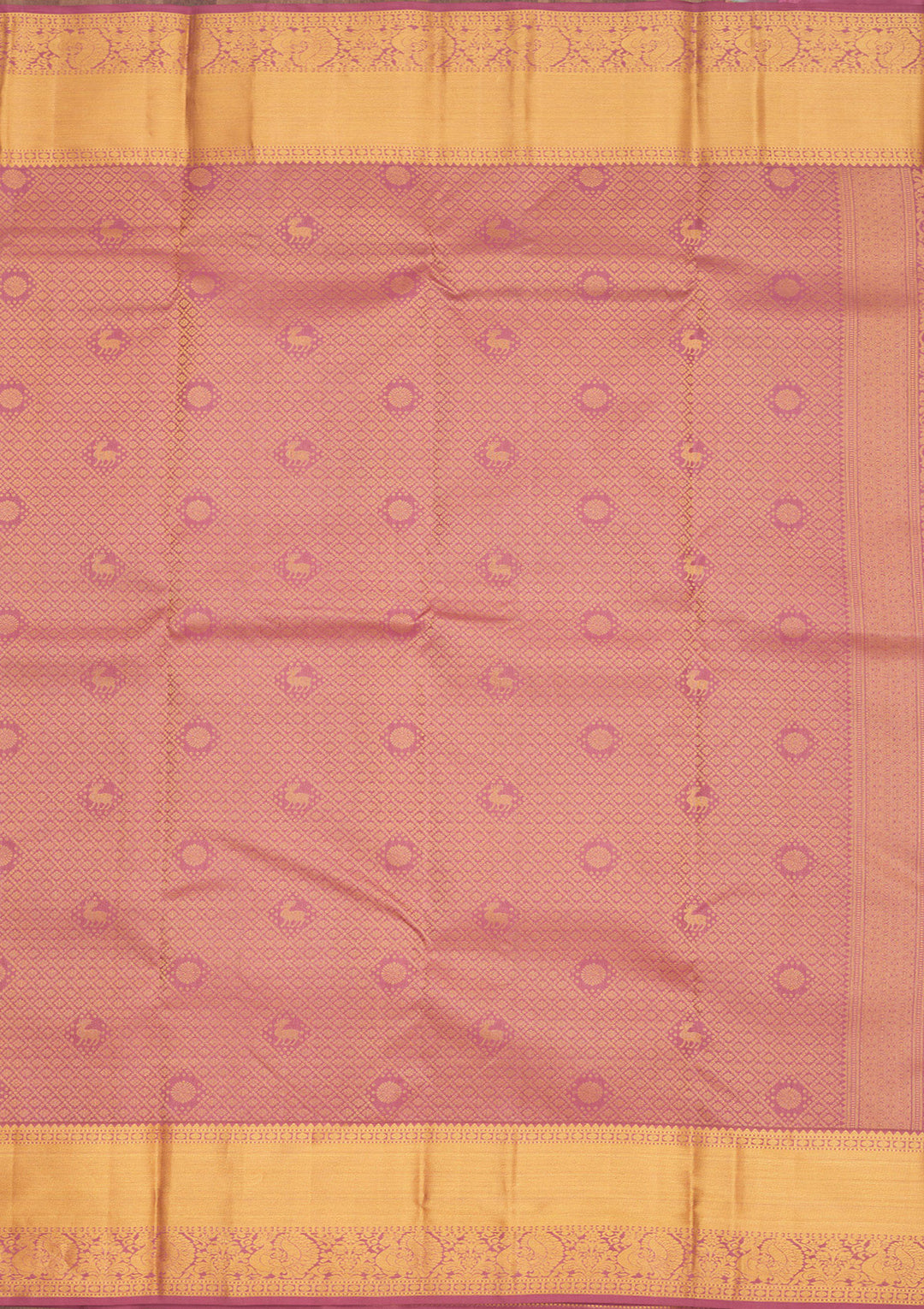Mauve Silk Jaal Gold Zariwork Saree With Matching Blouse Piece