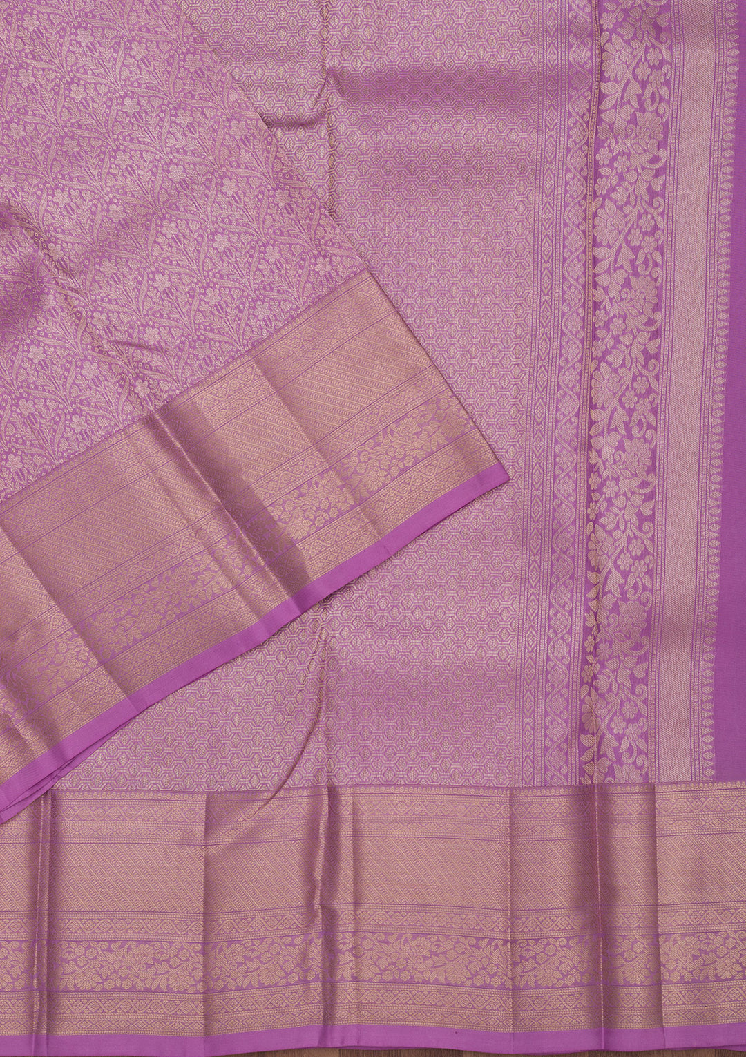 Mauve Silk Jaal Gold Zariwork Saree With Matching Blouse Piece