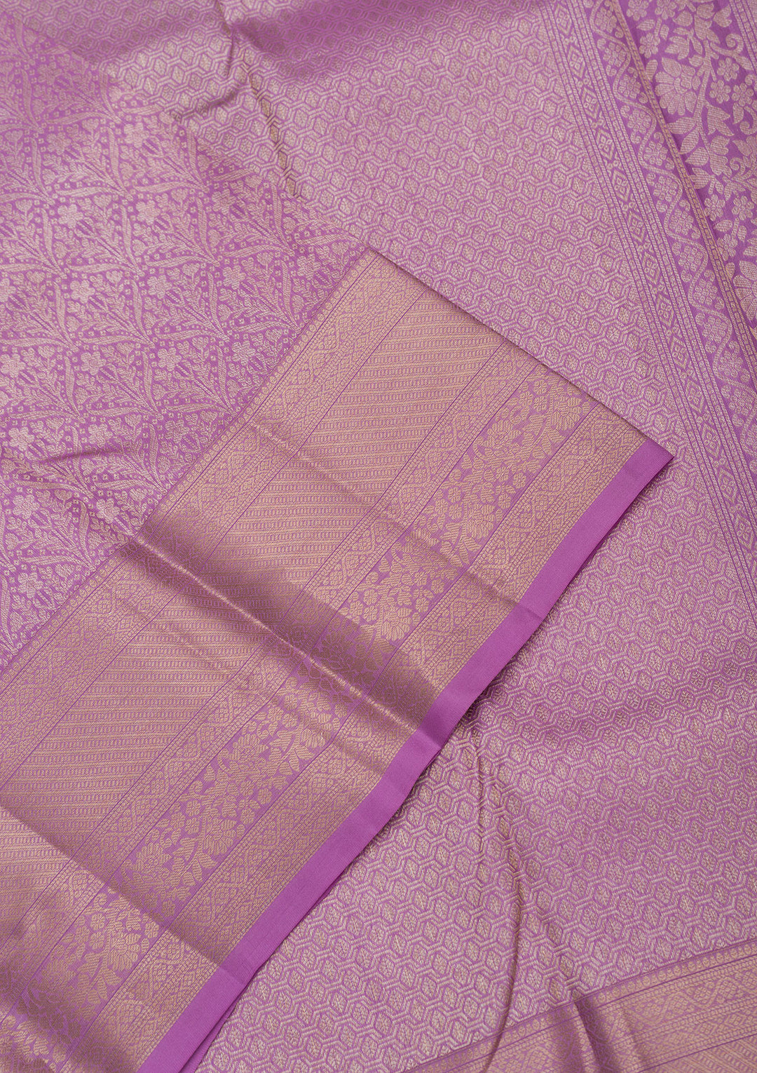Mauve Silk Jaal Gold Zariwork Saree With Matching Blouse Piece