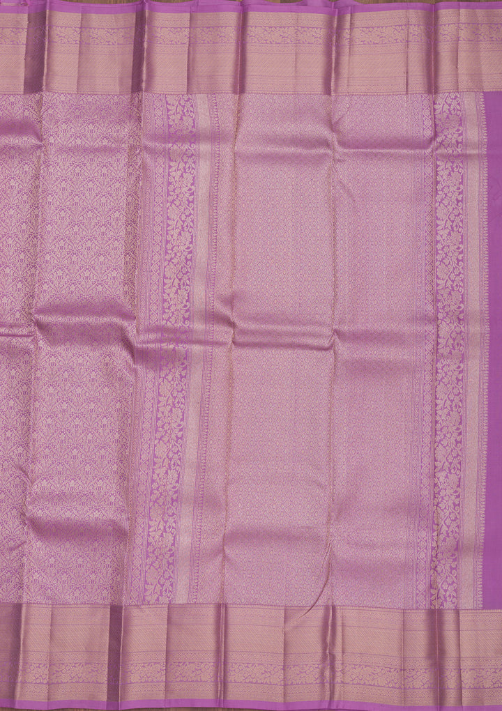 Mauve Silk Jaal Gold Zariwork Saree With Matching Blouse Piece