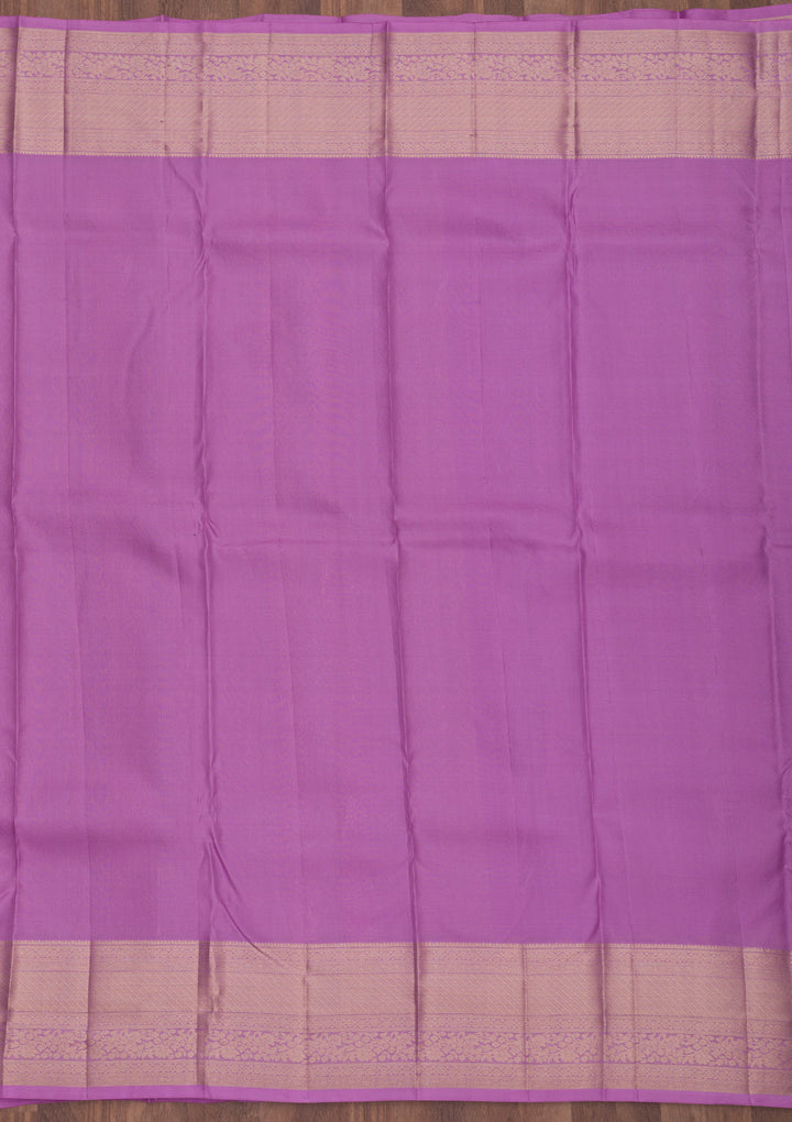 Mauve Silk Jaal Gold Zariwork Saree With Matching Blouse Piece