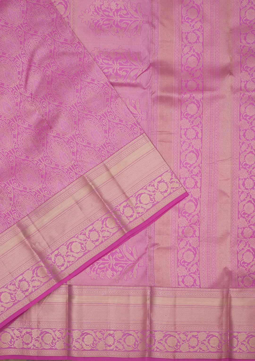Mauve Pure Silk Jaal Gold Zariwork Saree With Matching Blouse Piece