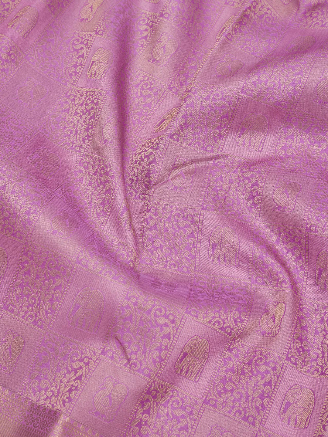 Mauve Pure Silk Jaal Zariwork Saree With Matching Blouse Piece