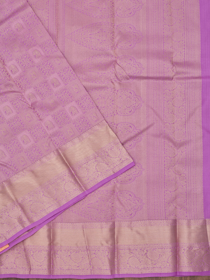 Mauve Pure Silk Jaal Zariwork Saree With Matching Blouse Piece
