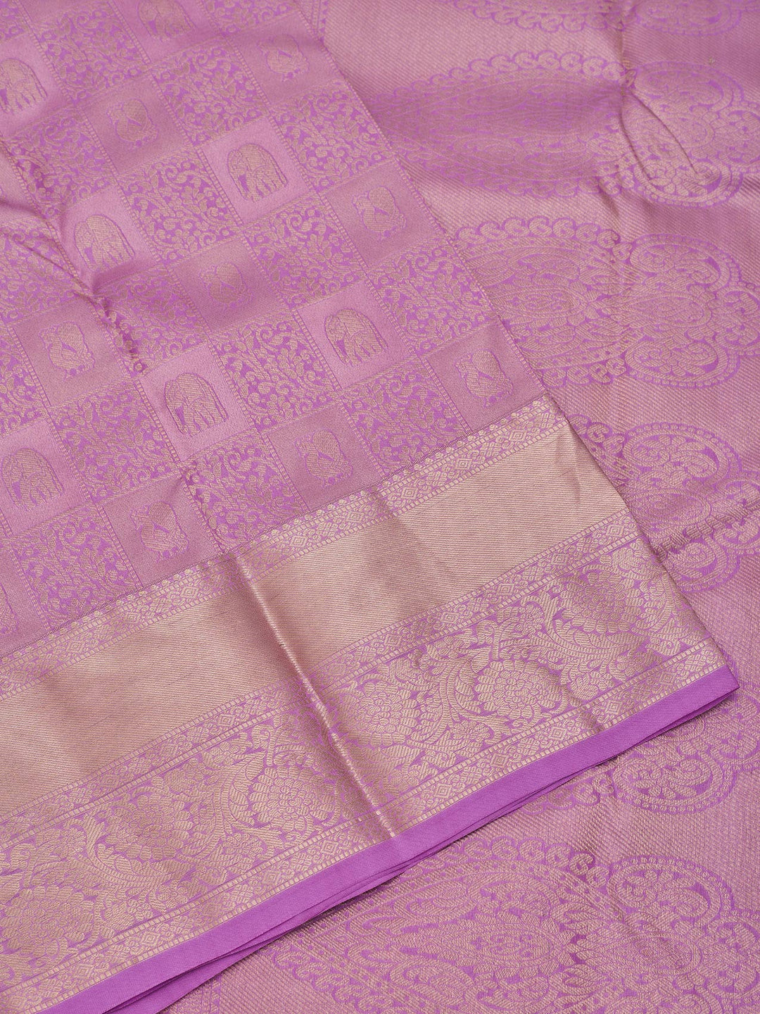Mauve Pure Silk Jaal Zariwork Saree With Matching Blouse Piece