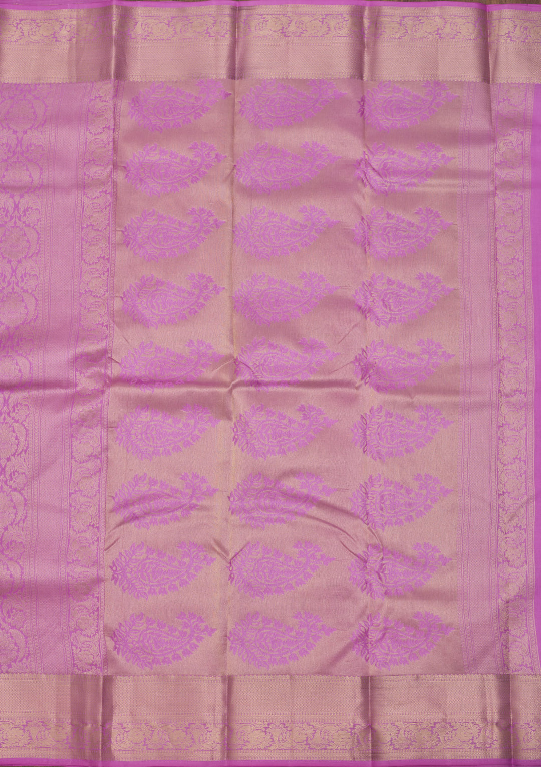 Mauve Silk Jaal Gold Zariwork Saree With Matching Blouse Piece