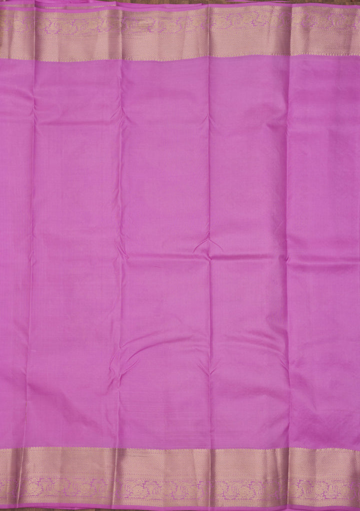 Mauve Silk Jaal Gold Zariwork Saree With Matching Blouse Piece