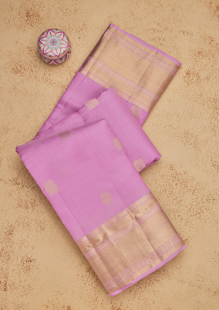 Mauve Silk Buti Gold Zariwork Saree With Matching Blouse Piece
