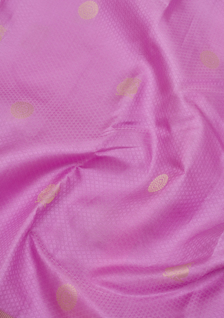 Mauve Silk Buti Gold Zariwork Saree With Matching Blouse Piece