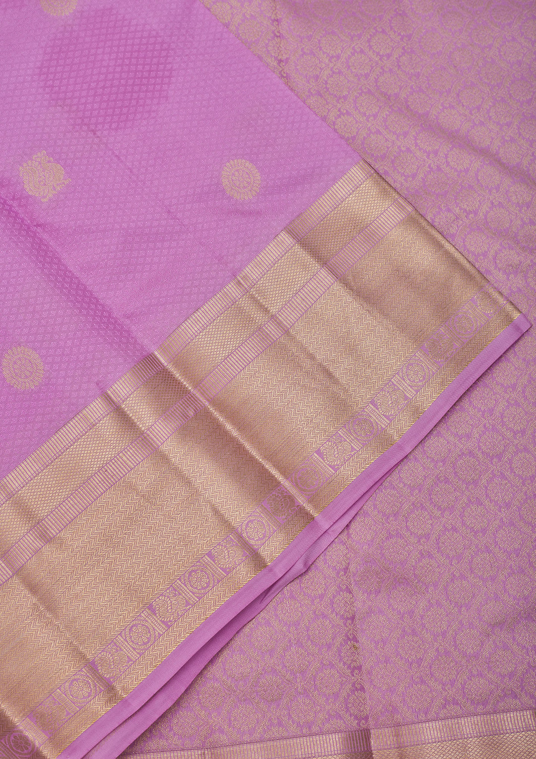Mauve Silk Buti Gold Zariwork Saree With Matching Blouse Piece