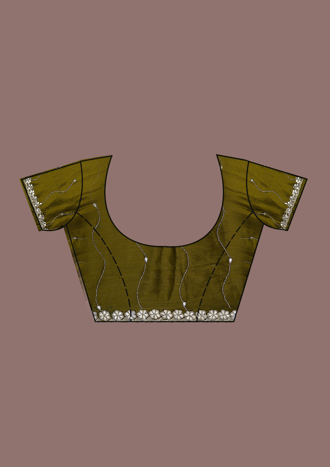 Mehendi Mirrorwork Organza Saree