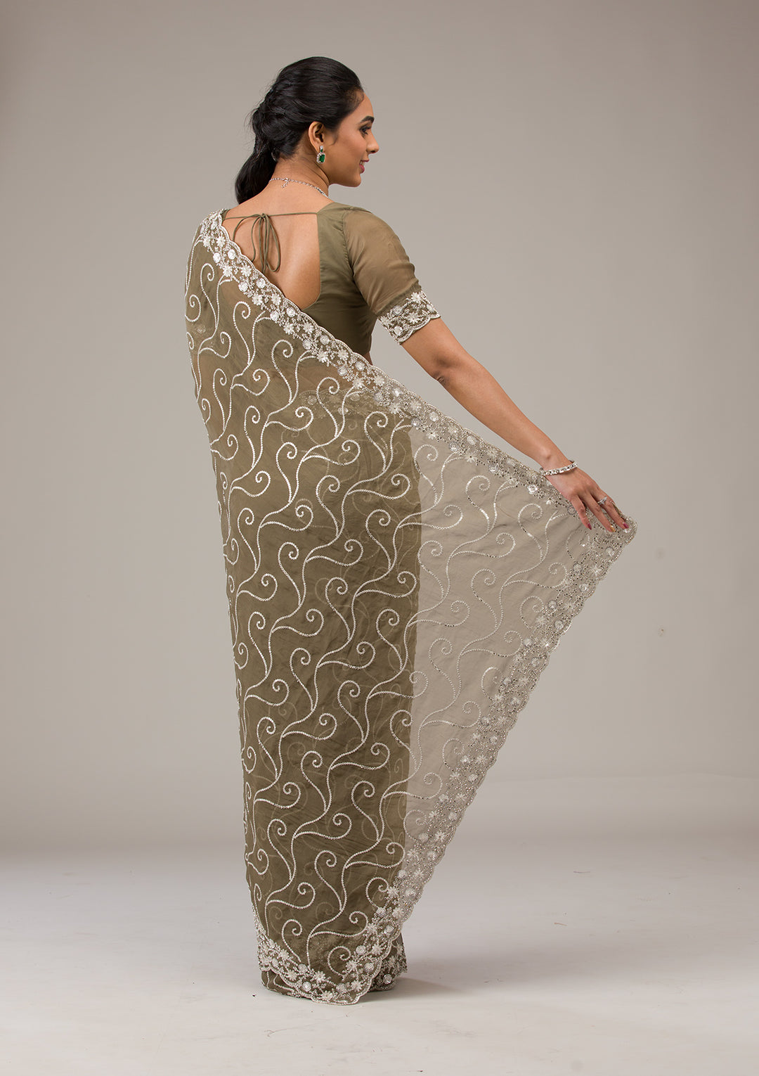 Mehendi Sequins Georgette Saree