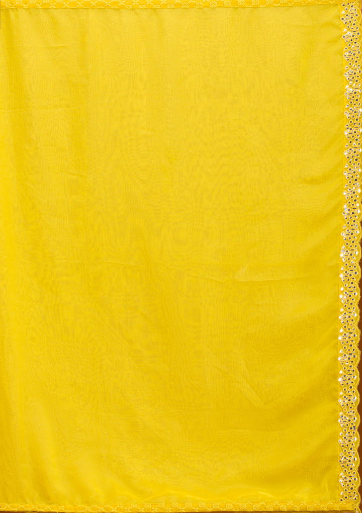 Mehendi Threadwork Georgette Readymade Salwar Suit