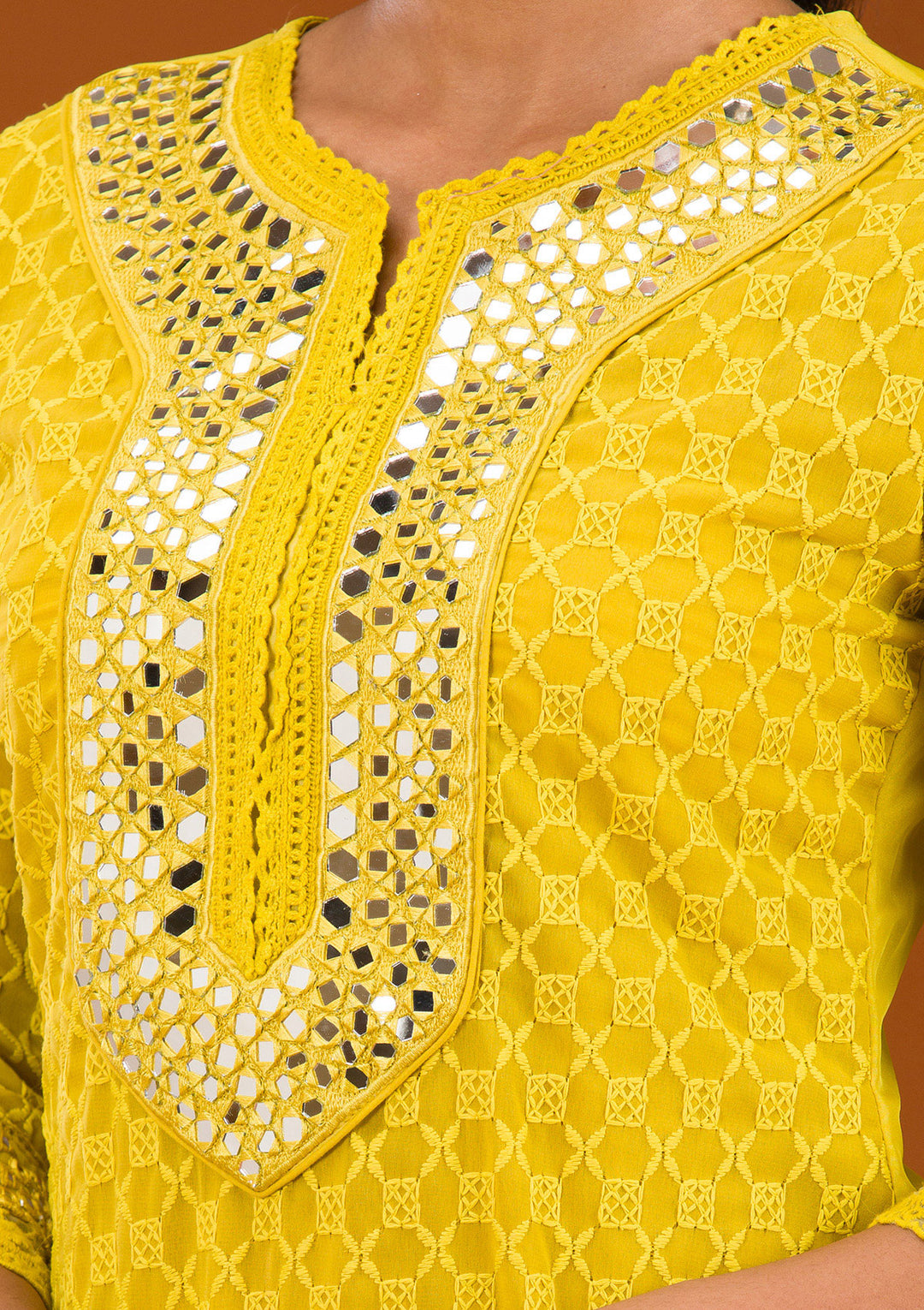 Mehendi Threadwork Georgette Readymade Salwar Suit