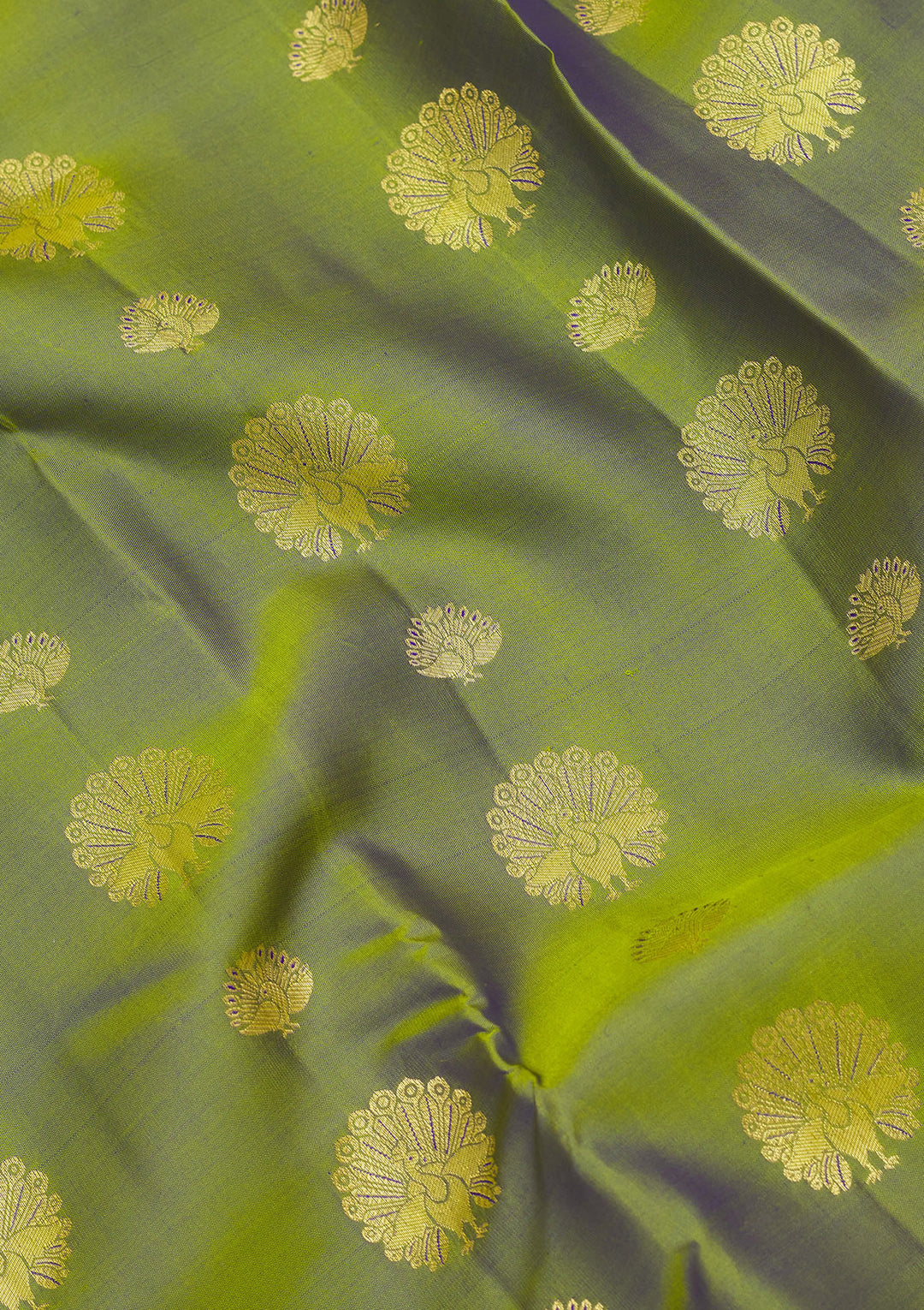 Mehendi Silk Buti Gold Zariwork Saree With Matching Blouse Piece