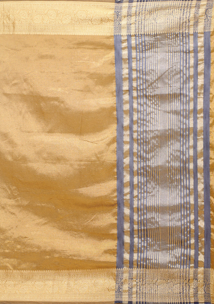 Koskii Gold Tissue Saree with Zariwork – Elegant Evening Wear