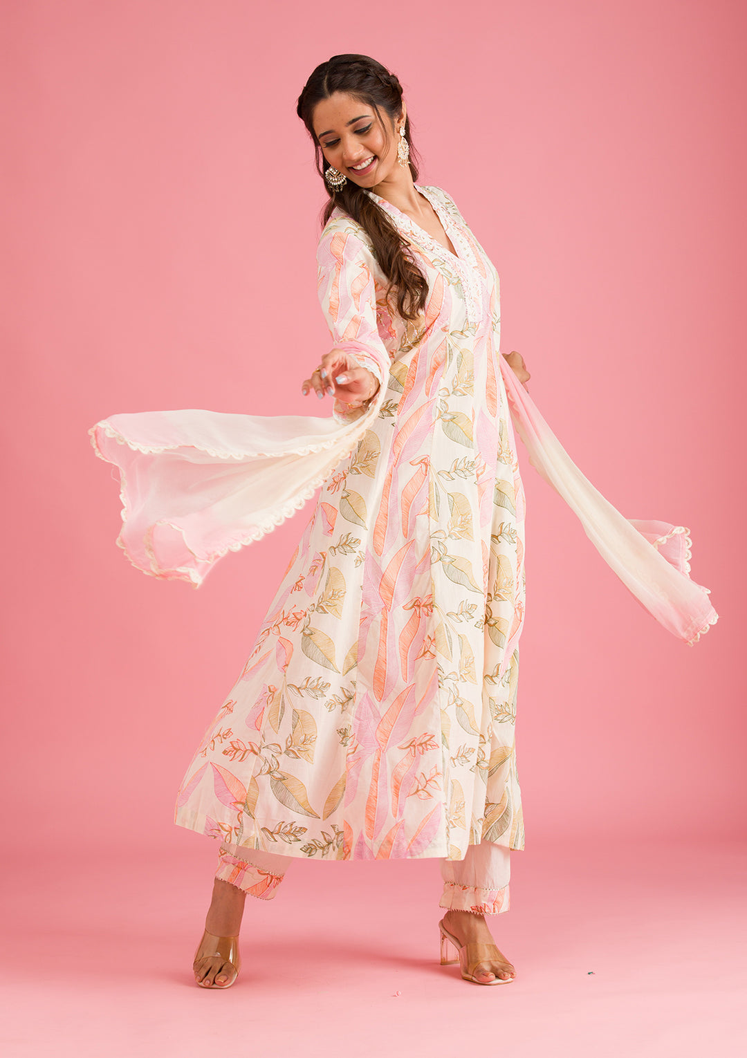 Multi Threadwork Cotton Readymade Salwar Suit