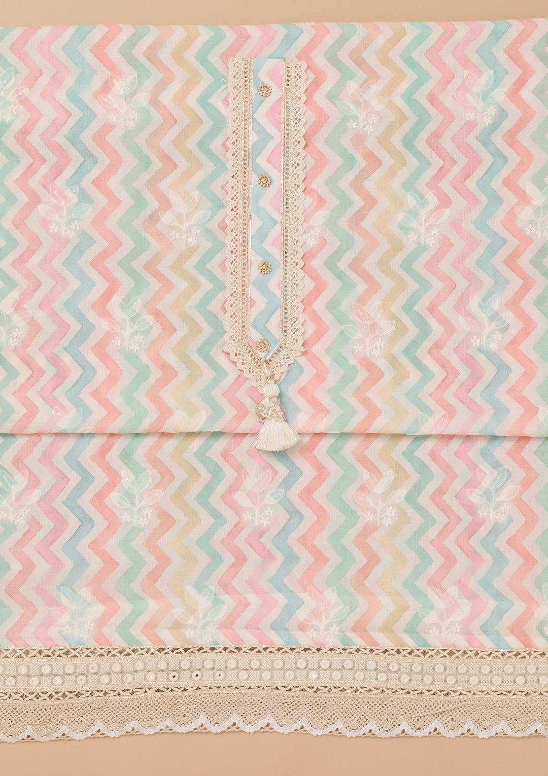 Multi Threadwork Cotton Unstitched Salwar Suit