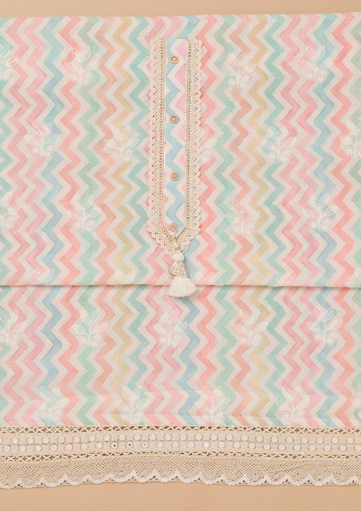 Multi Threadwork Cotton Unstitched Salwar Suit