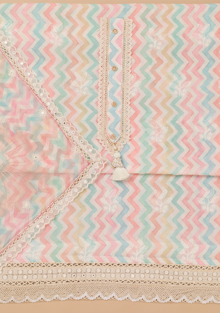 Multi Threadwork Cotton Unstitched Salwar Suit